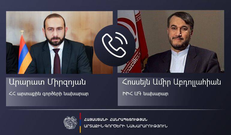 Арарат Мирзоян провел телефонный разговор с министром иностранных дел Исламской Республики Иран Хоссейном Амиром Абдоллахияном