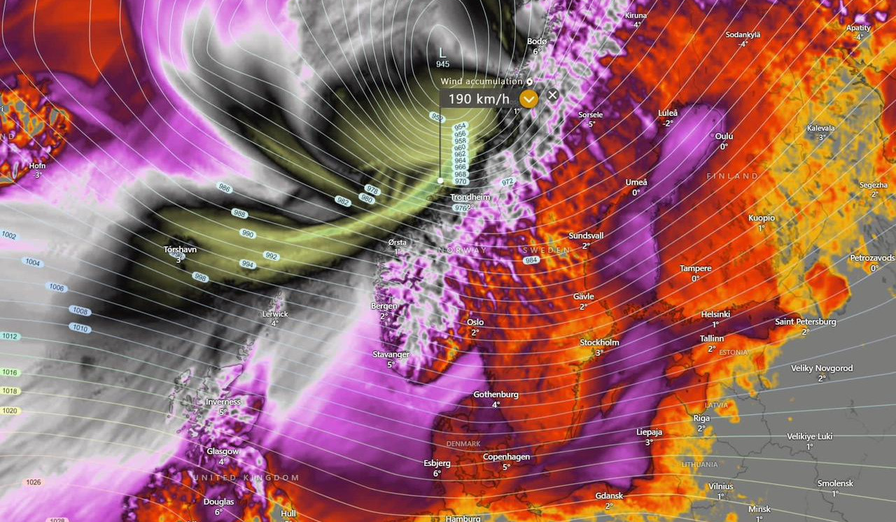 Նորվեգիայի հատկապես ափամերձ շրջաններում սպասվում է արտակարգ հզոր փոթորիկ