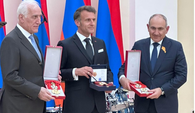 Փաշինյանը, Խաչատուրյանն ու Մակրոնը պարգևատրվել են շքանշաններով