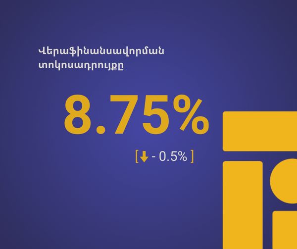 Վերաֆինանսավորման տոկոսադրույքը սահմանվել է 8.75 տոկոս