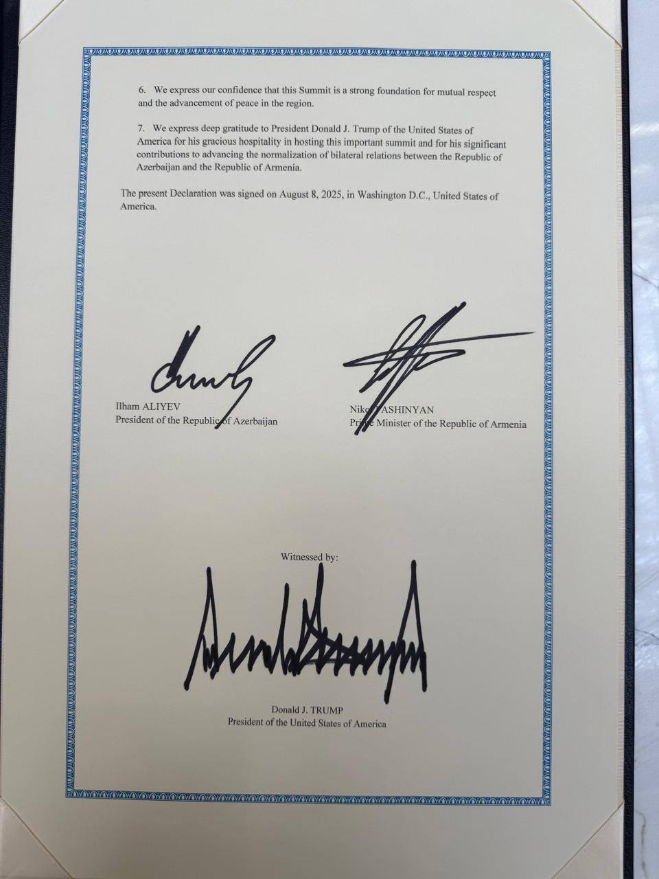 Փաշինյանը հրապարակել է հուշագրի տեքստը