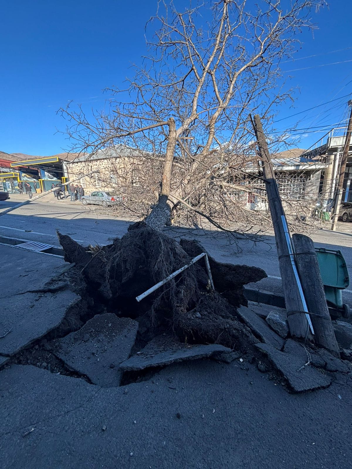 Գորիսում քամու հետևանքով մի շարք ծառեր են տապալվել, և էլեկտրահաղորդման լարեր պոկվել