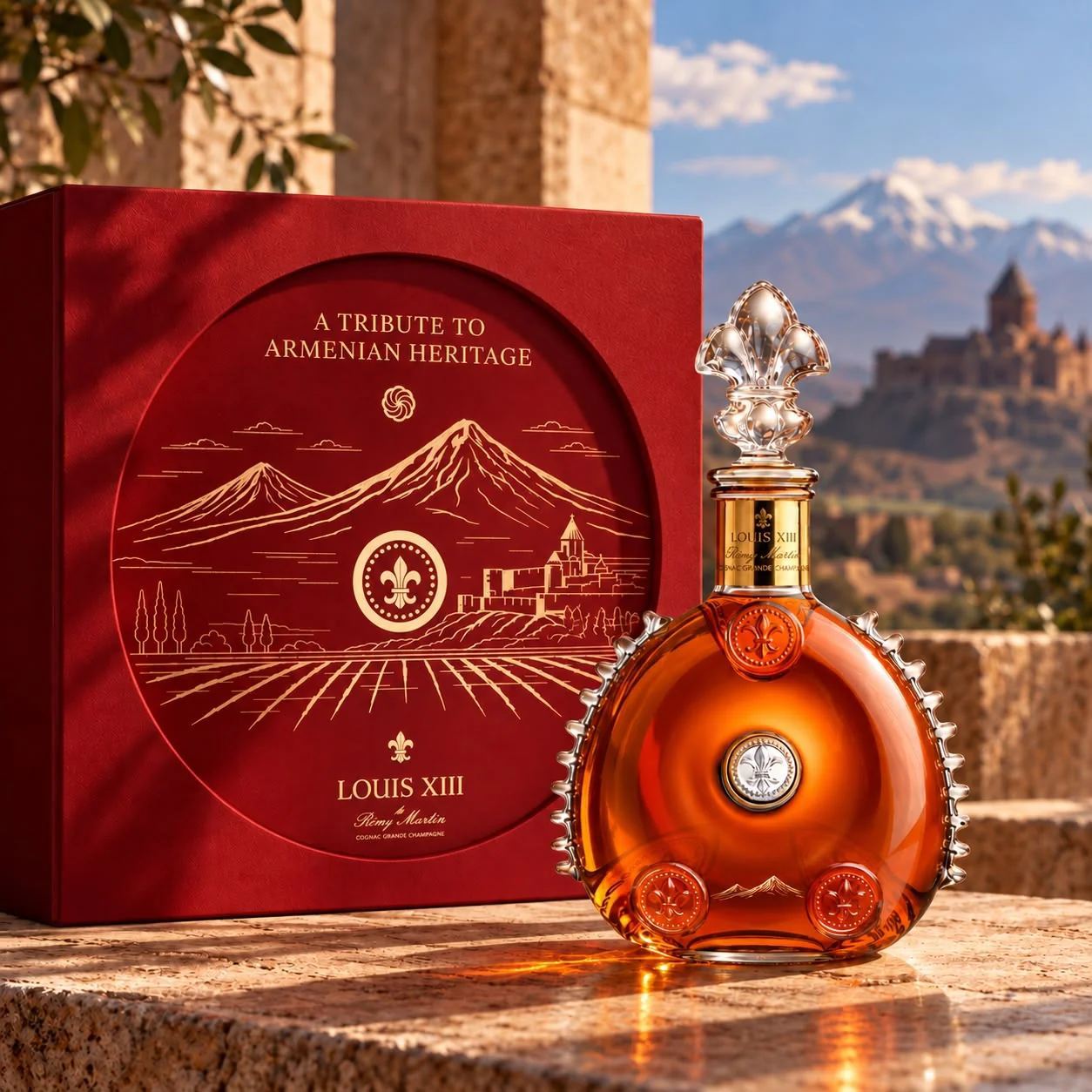 Louis XIII представил декантер с Араратом и Хор Вирапом